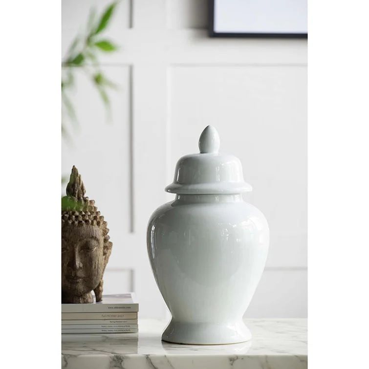 Trexler White 17'' Porcelain Jar | Wayfair North America
