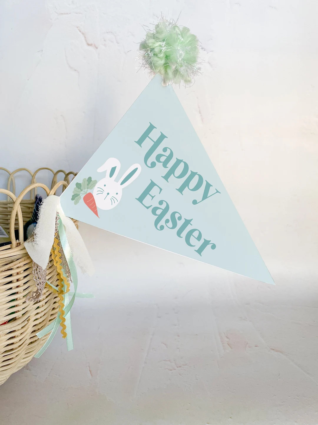 Easter pennant flag, Printable Easter flag, Happy Easter paper pennant flag | Etsy (US)
