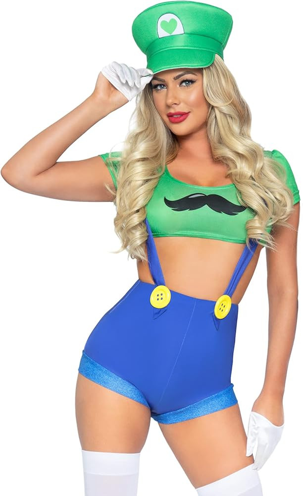 Leg Avenue Women's 3 Pc Sexy Gamer Babe Costume with Crop Top, Suspender Shorts, Hat | Amazon (US)