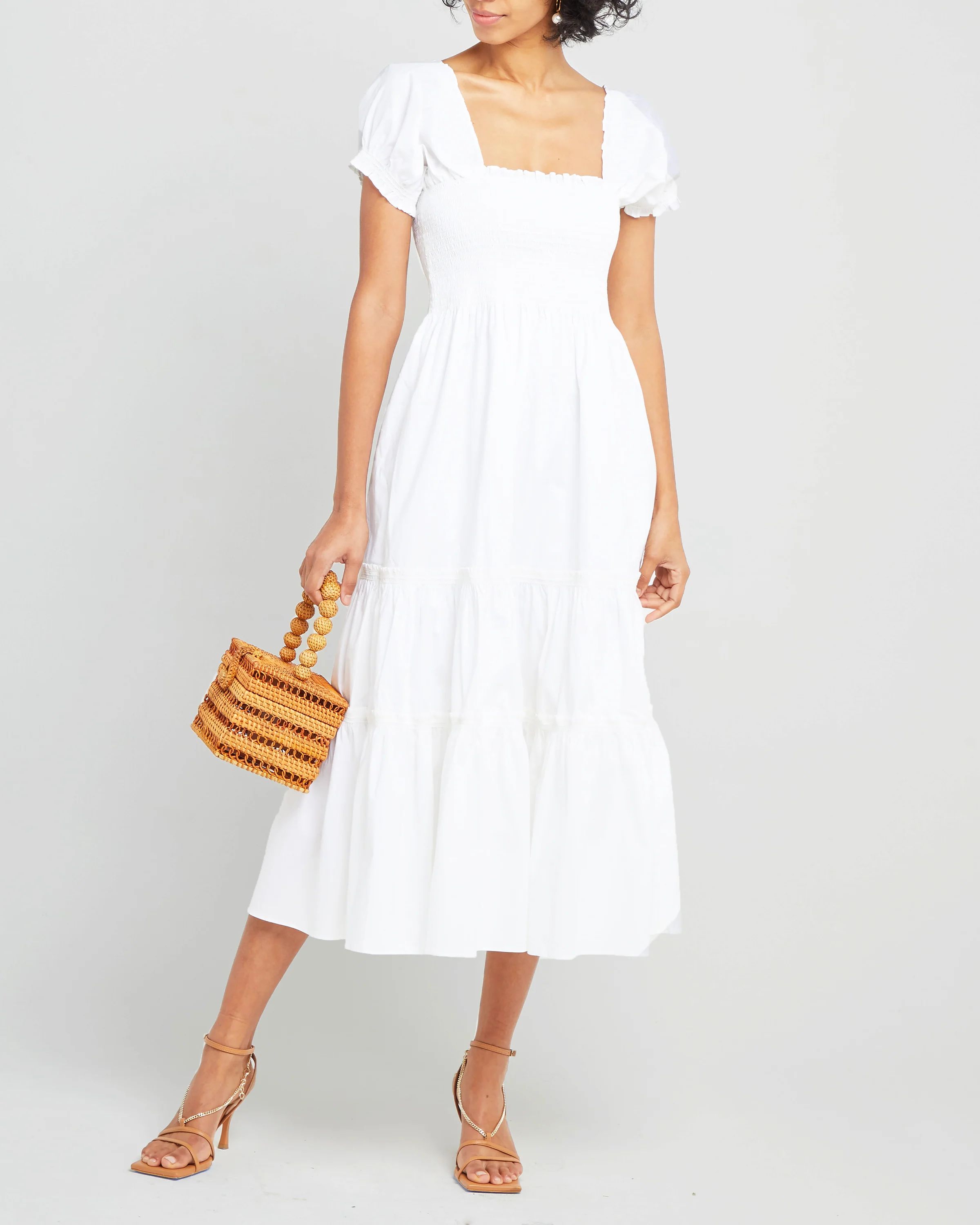 Square Neck Smocked Maxi Dress | Few Moda