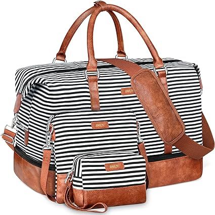Weekender Bag for Women, 21" Womens Overnight Bag Travel Duffel Bag Set with Shoe Compartment Car... | Amazon (CA)