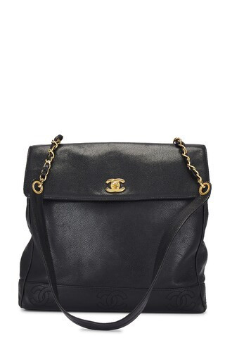 Chanel Caviar Triple CC Shopper Tote Bag in Black | FWRD 