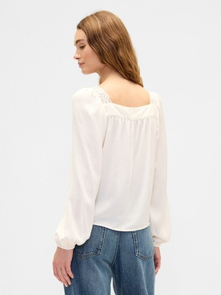 Oversized Lace-Trim Top | Gap Factory