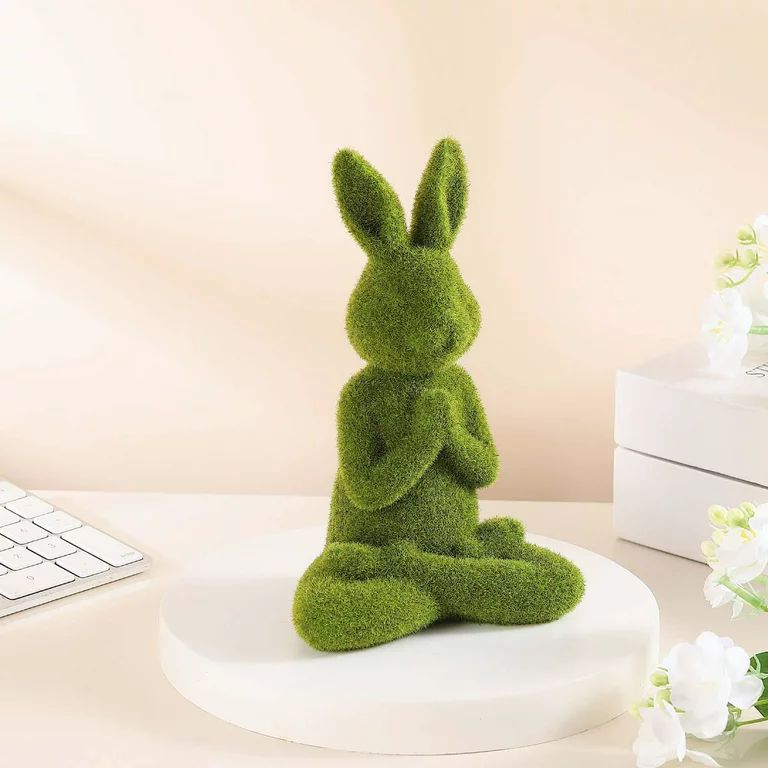 Cute Flocking Rabbit Statue, Bunny Sculpture, Outdoor Statues Yoga Figurine, Easter Bunny Decorat... | Walmart (US)