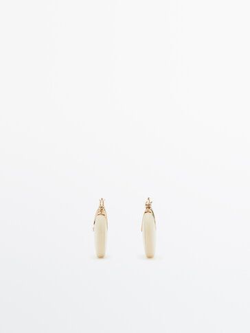 Gold-plated white resin earrings | Massimo Dutti (US)