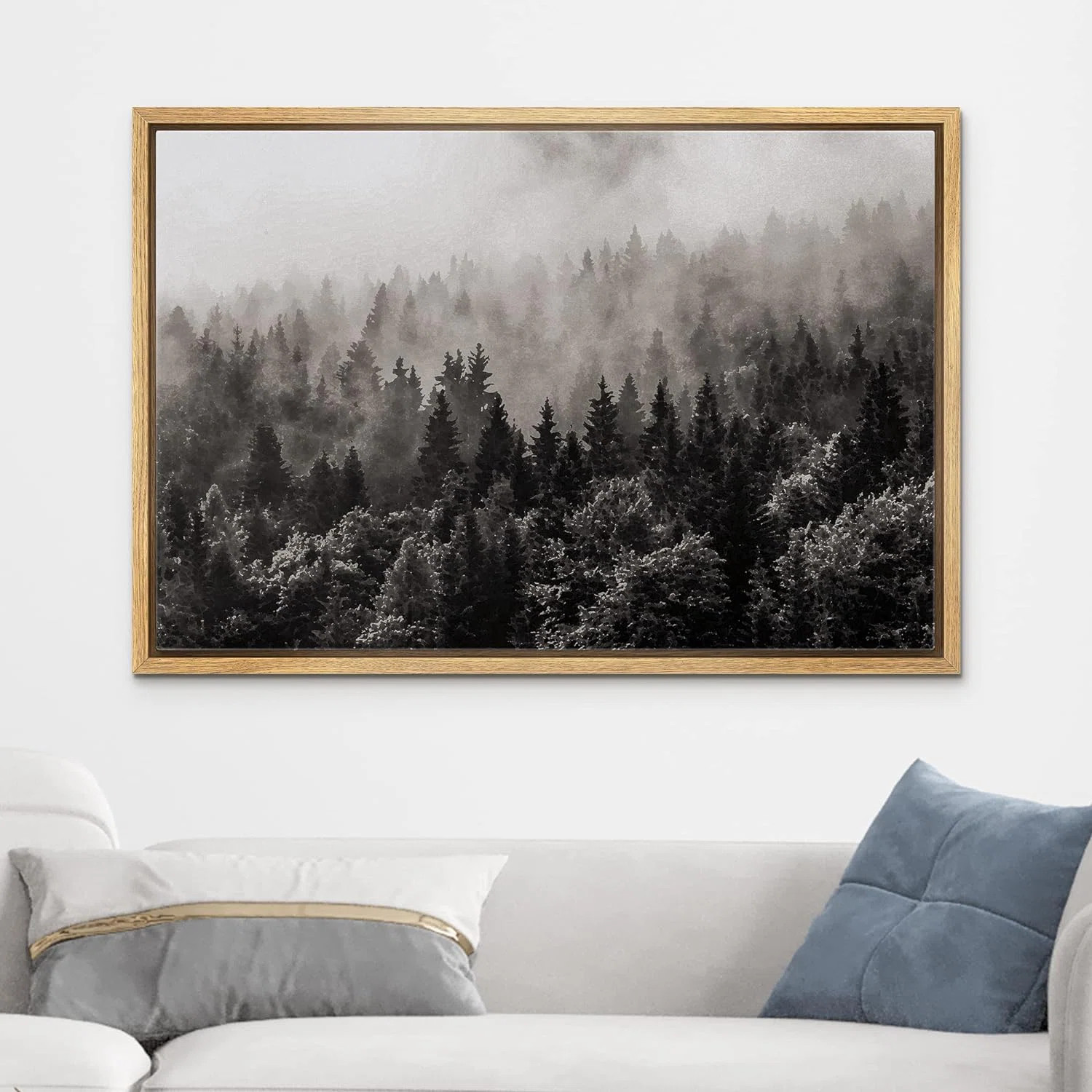 Woodland Forest Landscape " Misty Forest In Black And White " | Wayfair North America