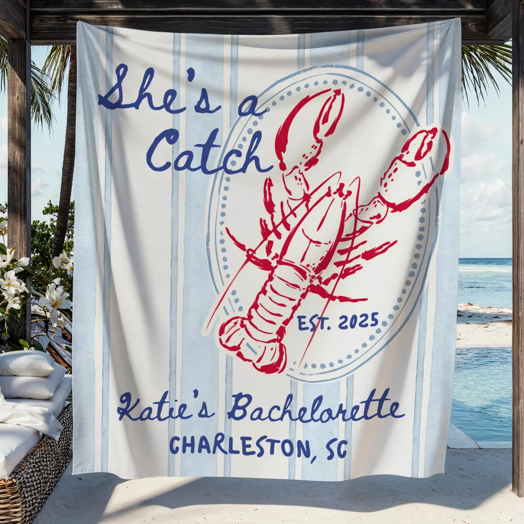 She's a Catch Bachelorette Banner Custom Lobster Theme Bachelorette Decor East Coast Bridal Showe... | Etsy (US)