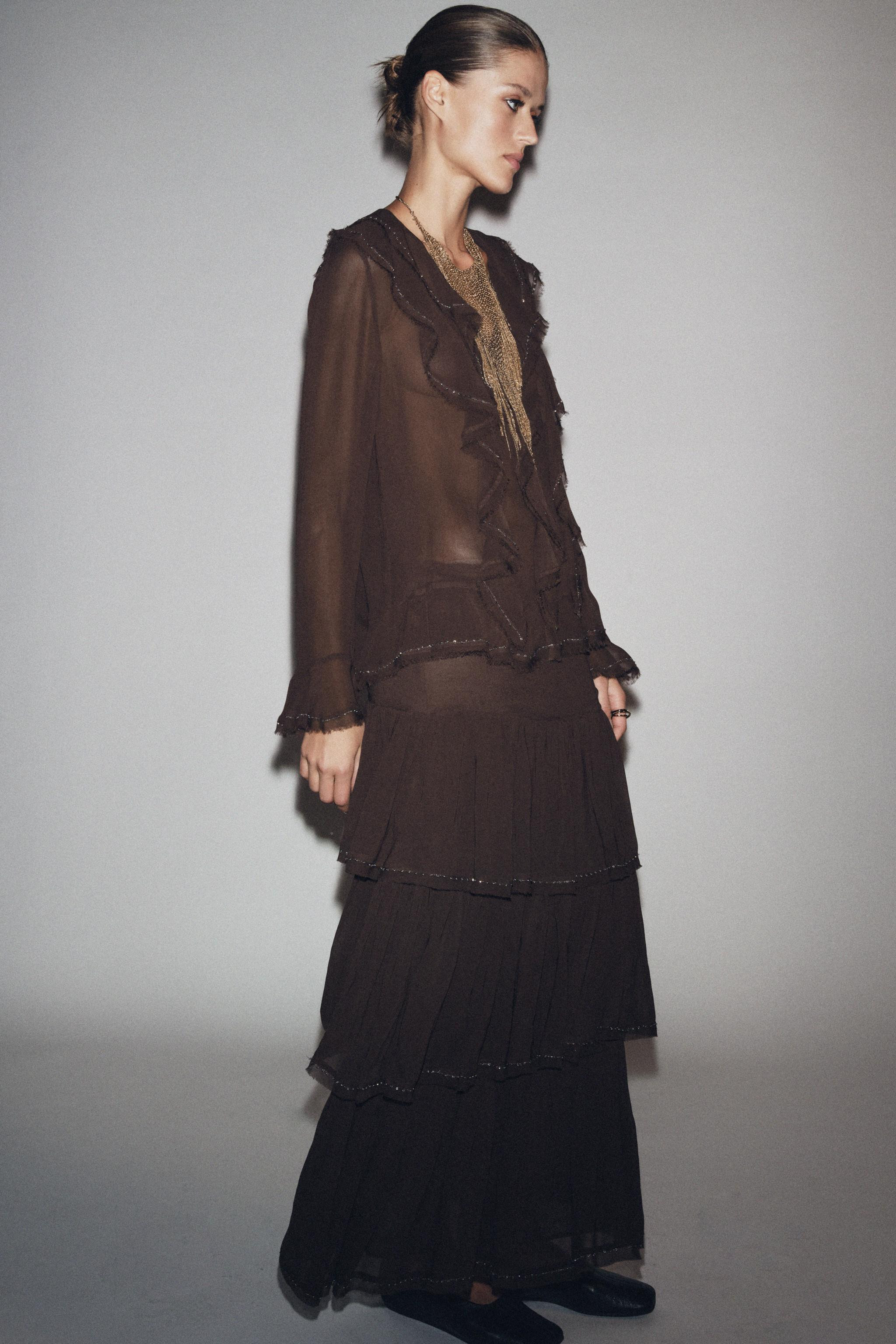 RUFFLED BEADED SKIRT ZW COLLECTION | Zara US