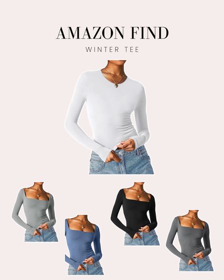 Amazon find for winter — white long sleeve tee ❄️

#LTKfitness #LTKSeasonal #LTKfindsunder50