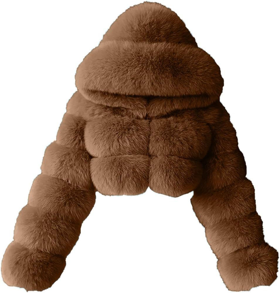 Faux Fur Jacket Women Cropped Cropped Coat Winter Warm Fluffy Short Open Front Cardigan Soft Soli... | Amazon (US)