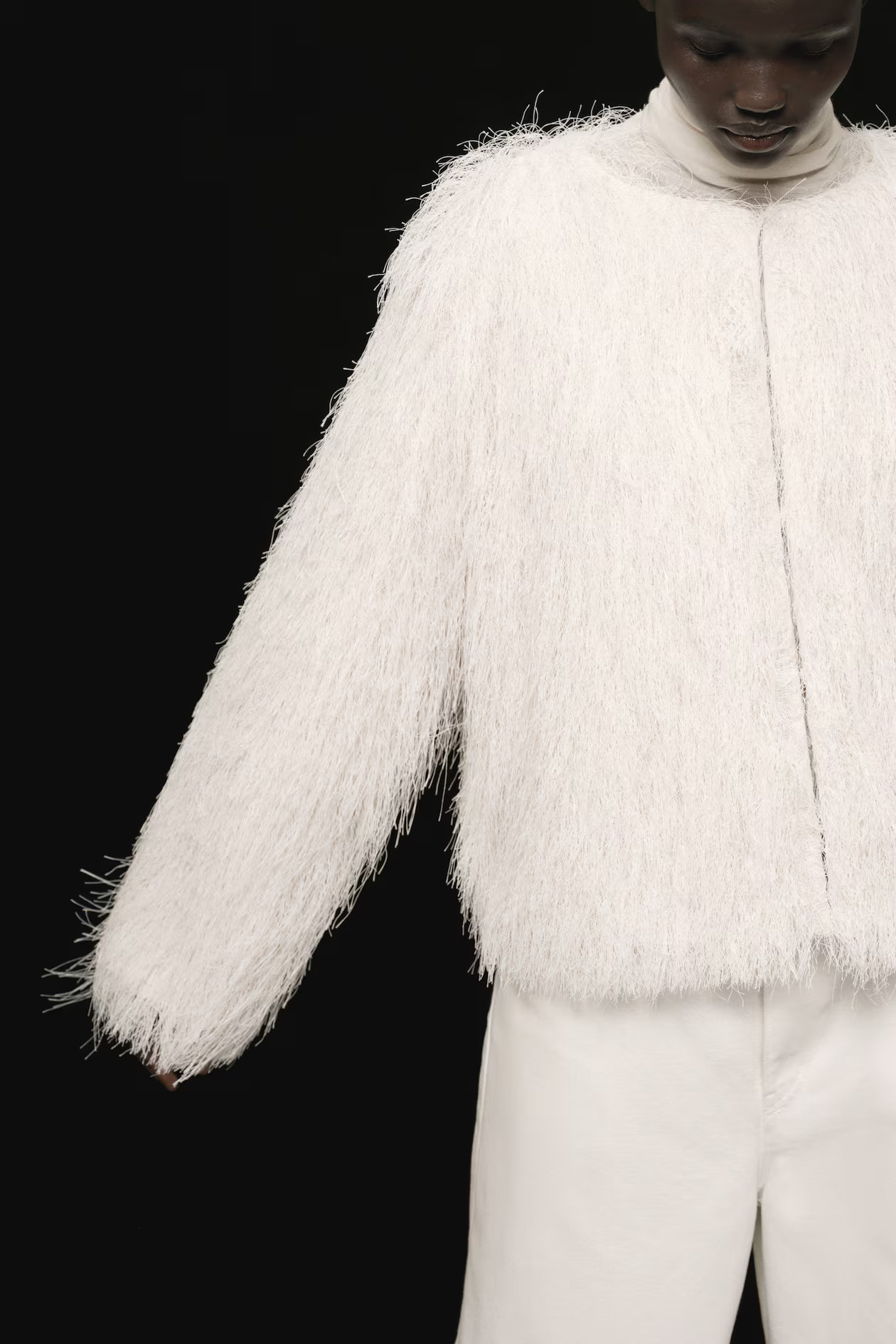 Fringed jacket - Cream - Ladies | H&M GB | H&M (UK, MY, IN, SG, PH, TW, HK)