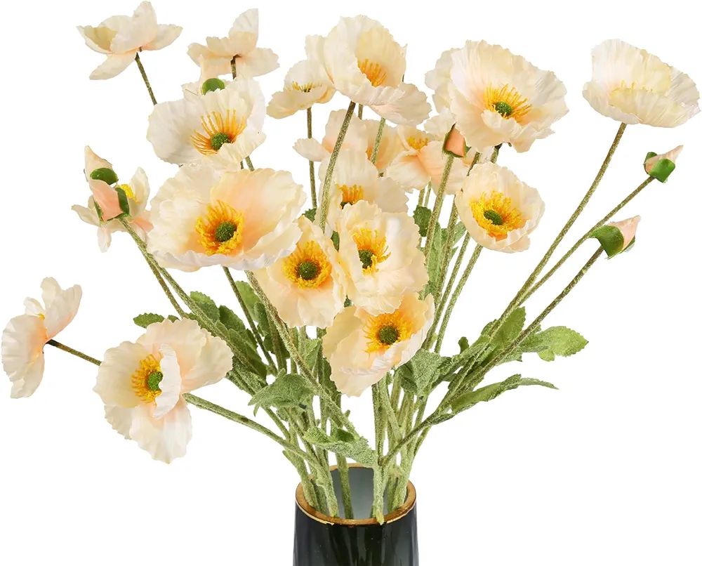 Amazon.com: IPOPU 10PCS Poppy Flowers Artificial Silk Poppy Flowers Faux Poppy Stems Silk Single Flo | Amazon (US)