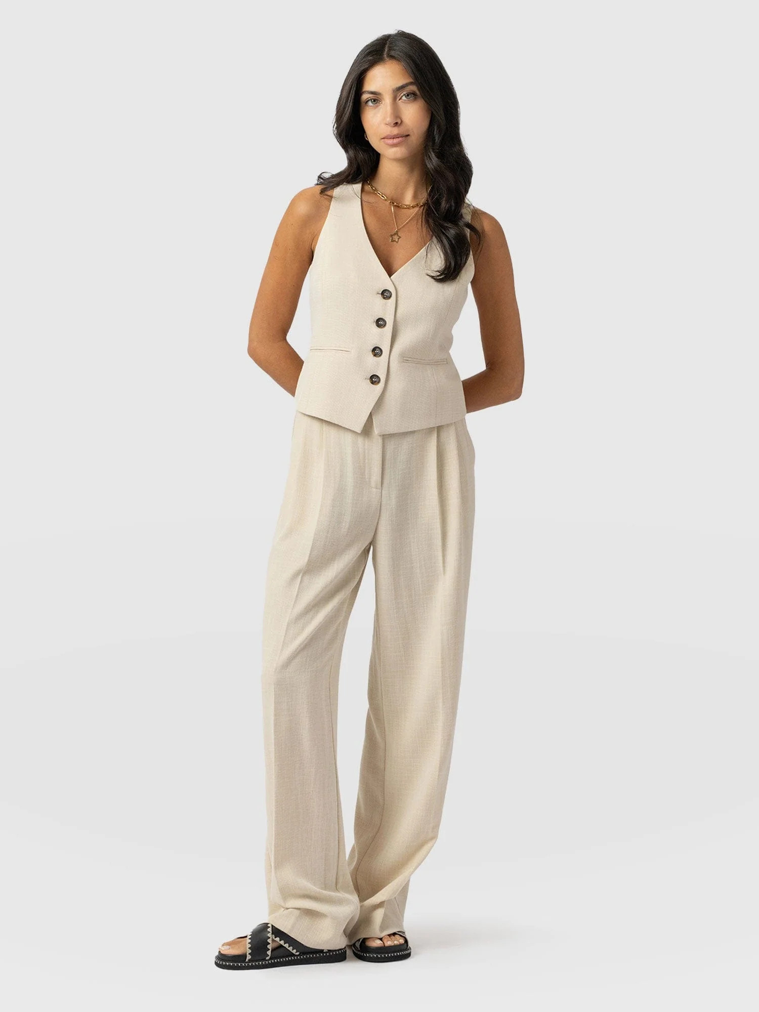 Argent Wide Leg Pant - Cream | Saint + Sofia