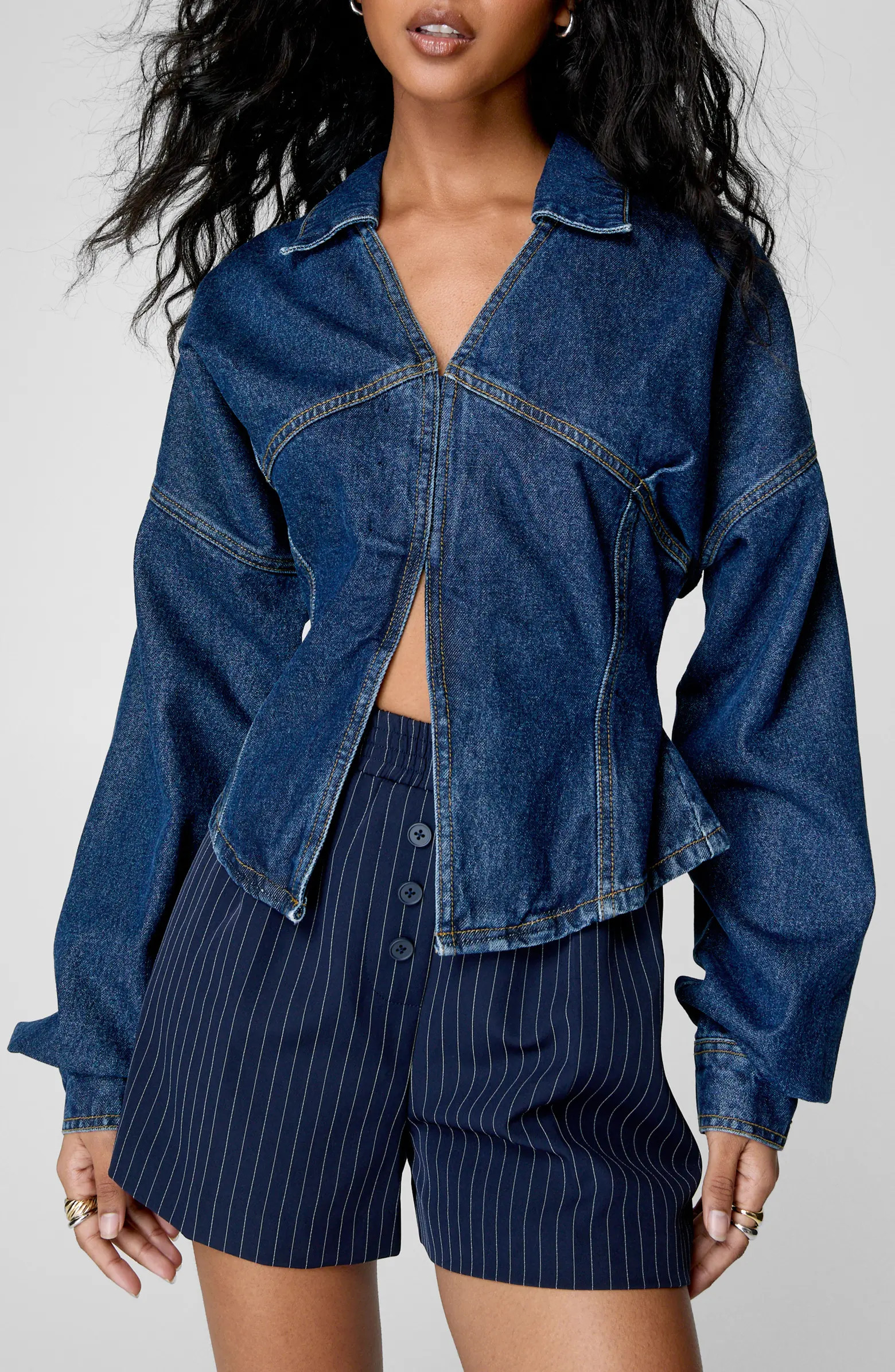 NASTY GAL Long Sleeve Denim Top | Nordstrom | Nordstrom