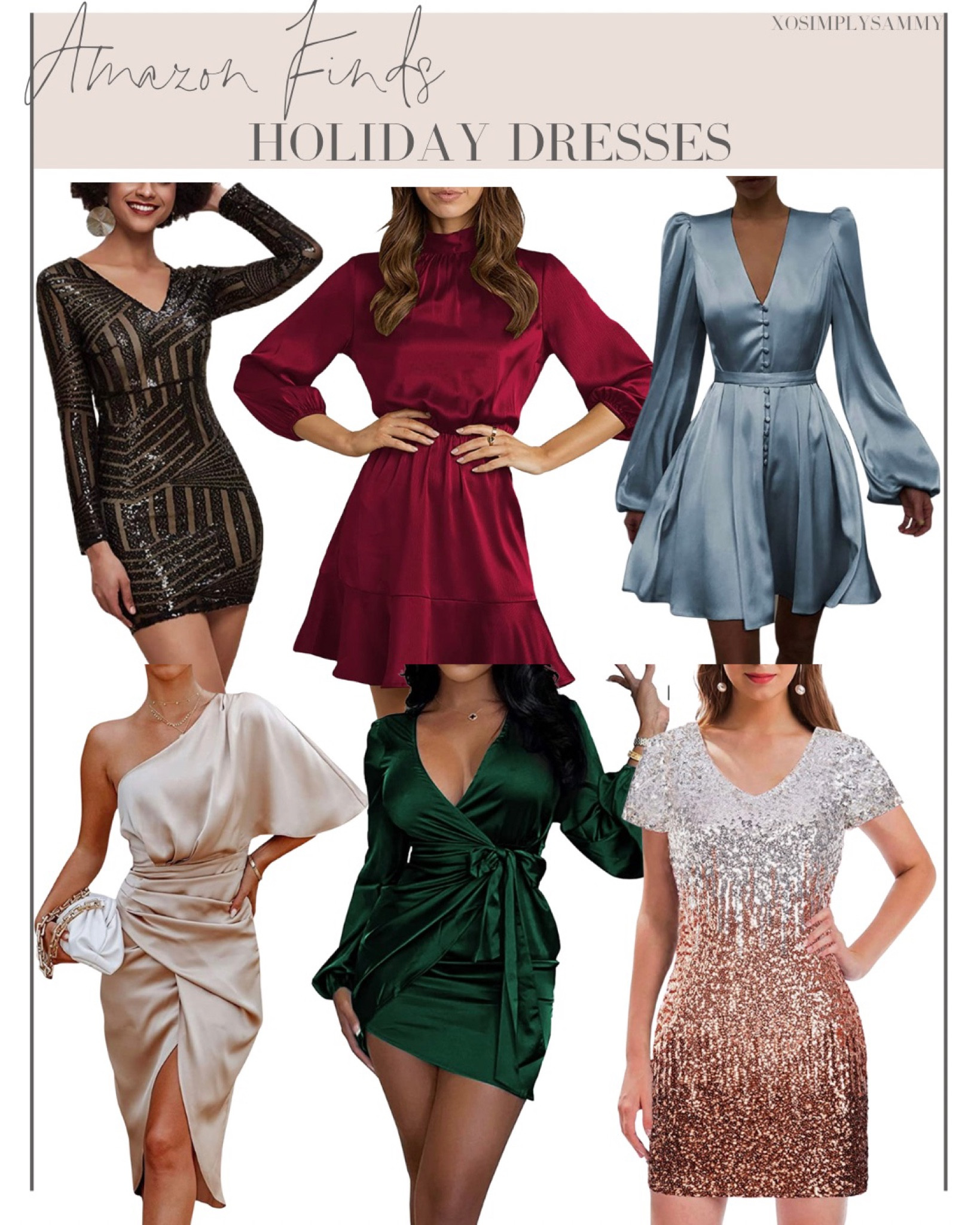 Holiday outfit inspo , holiday dress , Christmas dress , NYE dress , sequin dress , satin dress , midi dress , flowy dress , long sleeve dress , one shoulder dress , Amazon finds , Amazon outfit inspo , red holiday dress , green holiday dress , black holiday dress , little black dress 

#LTKSeasonal #LTKstyletip #LTKHoliday