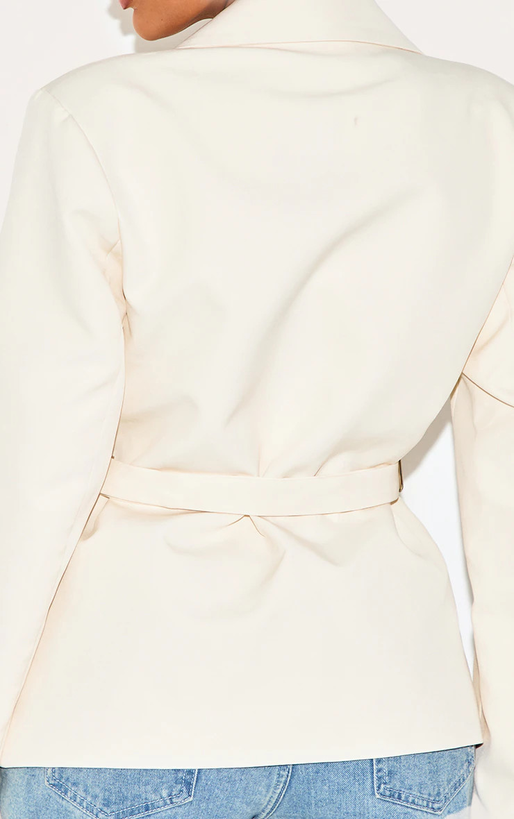 Shape Cream Tailored Asymmetrical Cross Over Adjustable Waist Blazer | PrettyLittleThing UK