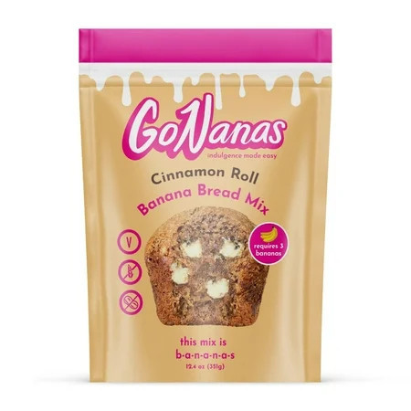 GoNanas Cinnamon Roll Banana Bread Mix, Suitable for Plant Based Vegan Diets, Gluten Free Dairy Free Snacks, Healthy Snacks For Adults, Muffin Mix, Nut Free, C | Walmart (US)
