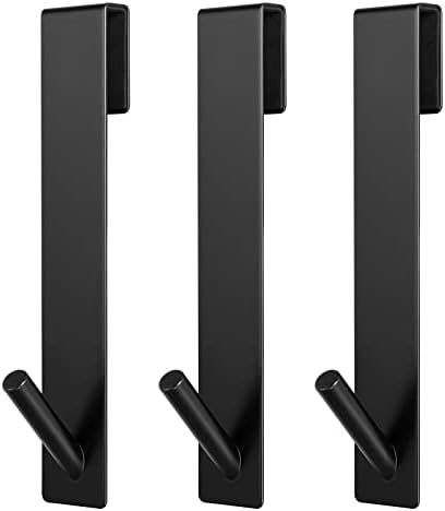 SUCUAYEO Shower Door Hooks, 7 Inches Black 3 Pack, Over The Door Hooks for Bathroom Frameless Gla... | Amazon (US)