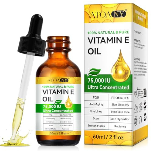 Vitamin E Oil Blend 75,000 IU, Vitamin E Oil for Skin, Scars, Face & Full Body, Organic Pure Vitamin E Oil for Tightening Plump Skin, Reduce Fine Lines & Scars, Moisturizing Skin, 2 Fl Oz | Amazon (US)