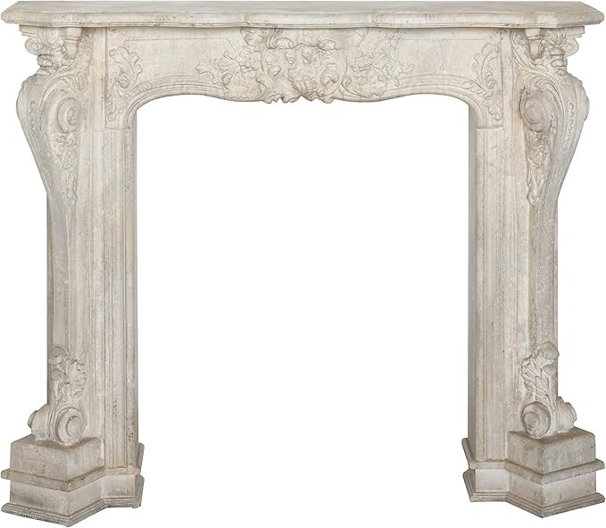 Creative Co-Op Decorative Wood Fireplace Mantel With Distressed Finish, White | Amazon (US)