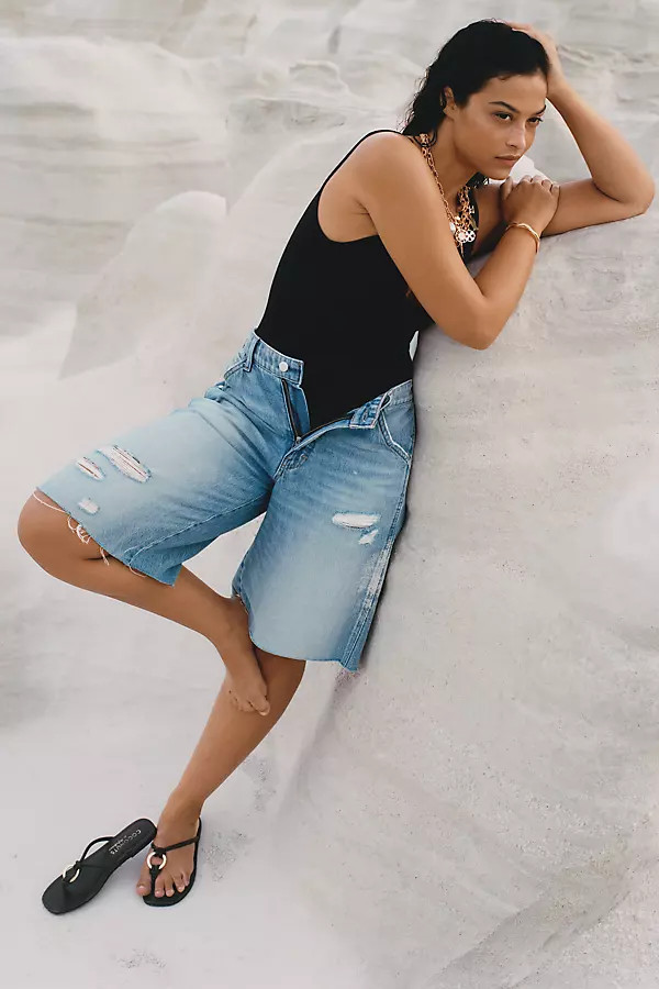 Elastic-Back Denim Bermuda Shorts | Anthropologie (US)