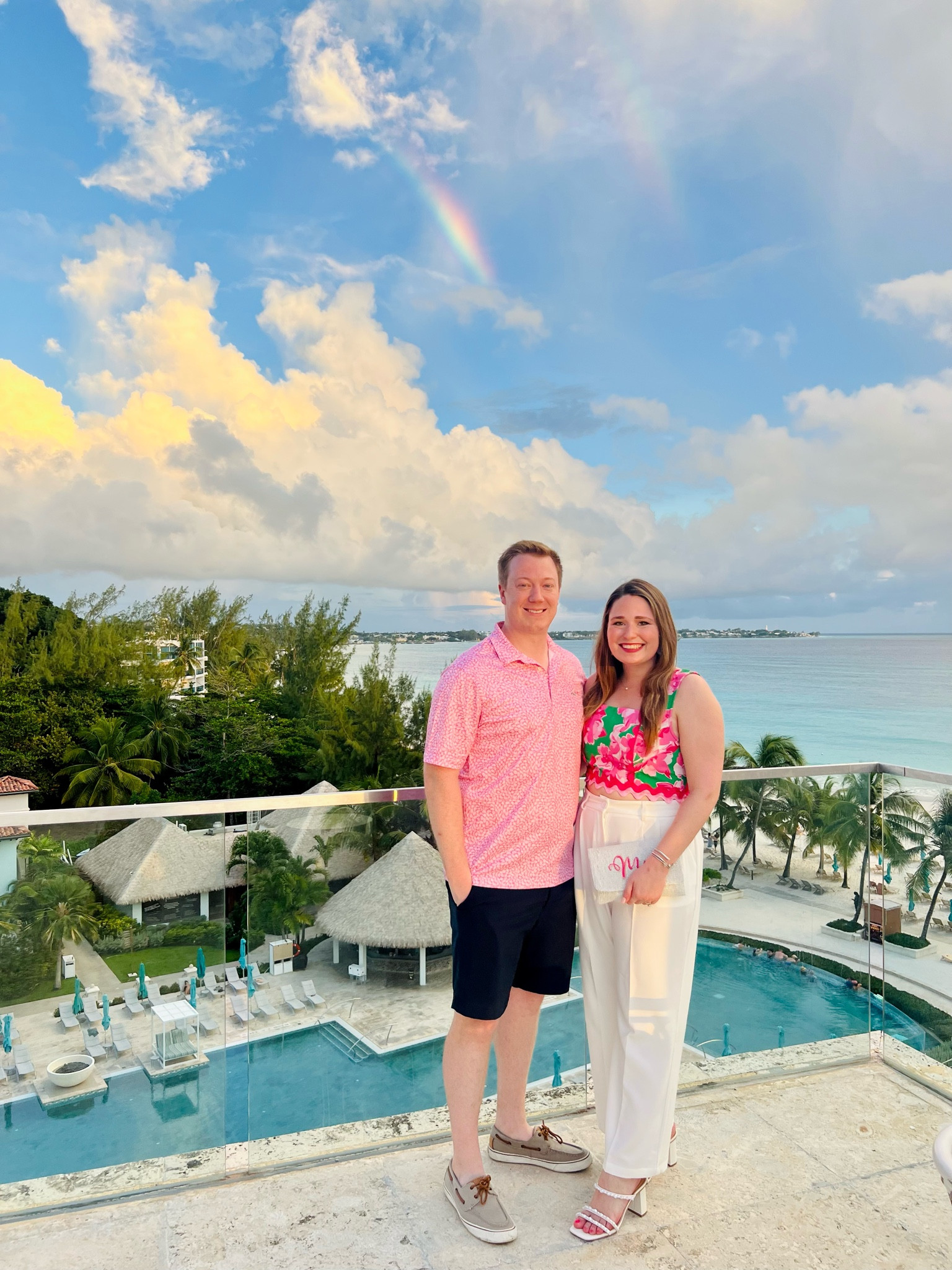 Tropical Honeymoon Outfit! 🌸🌴🌈 Wearing the BEST white flowy pants from Amazon (go one size up!) 

#LTKFindsUnder50 #LTKTravel