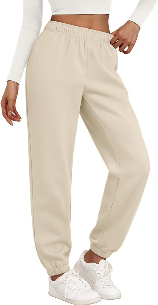 Trendy Queen Womens Sweatpants High Waisted Winter Baggy Lounge Pants Fall Active Fleece Comfy Jo... | Amazon (US)