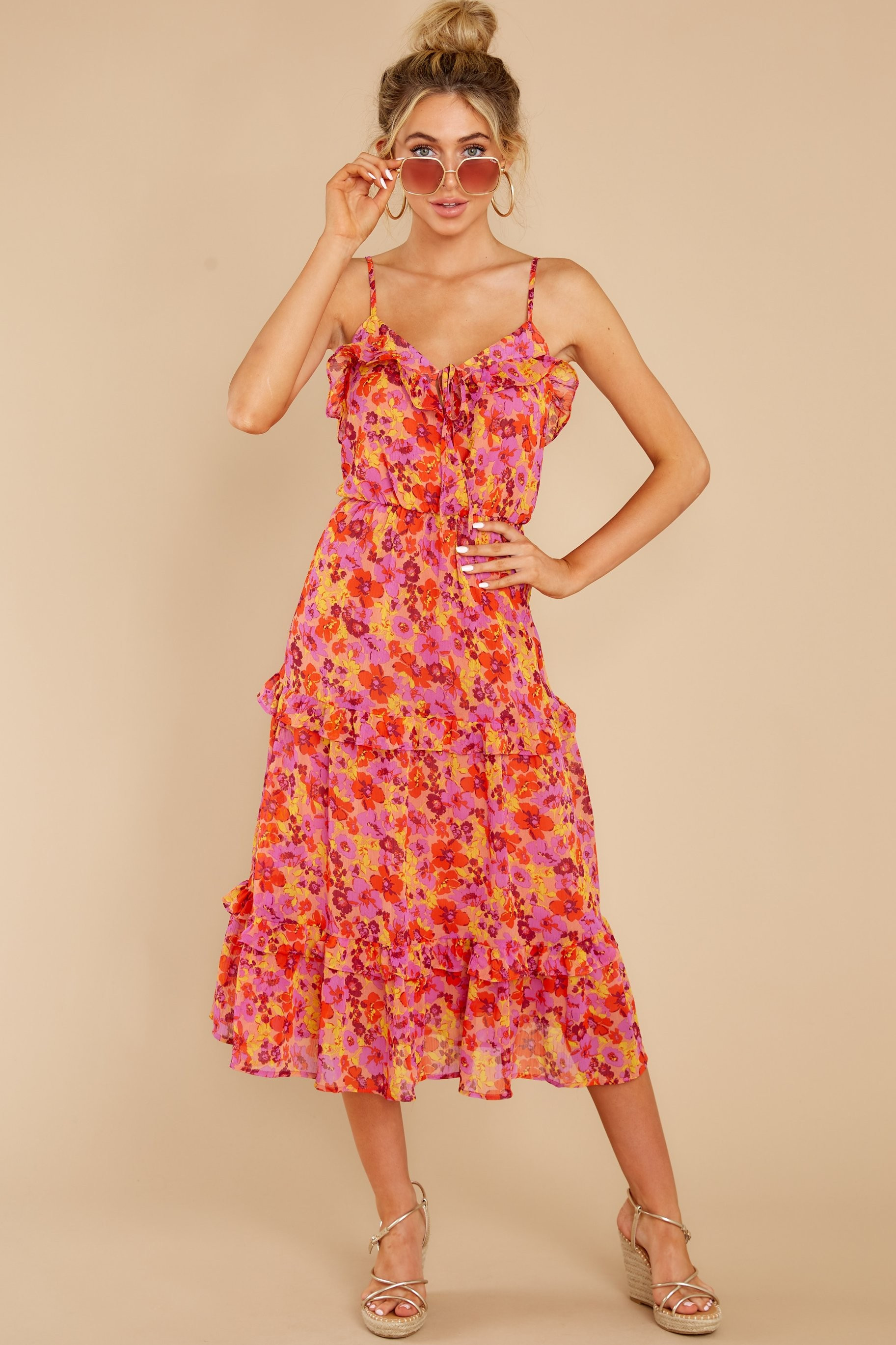 Exotic Sights Red Floral Print Maxi Dress | Red Dress 