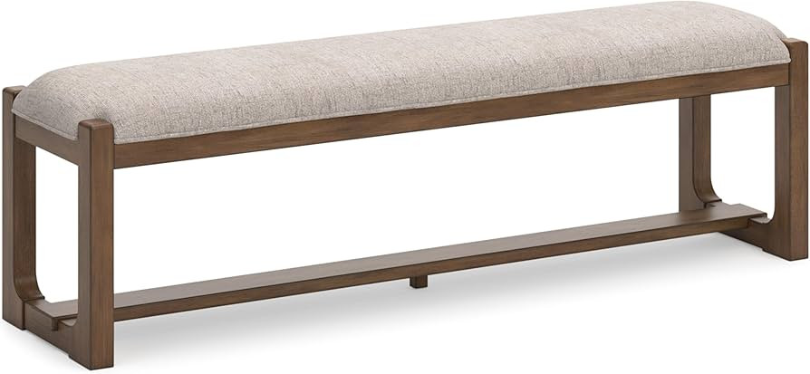 Signature Design by Ashley Cabalynn Farmhouse Upholstered Dining Bench, Foam Cushion, Hardwood So... | Amazon (US)