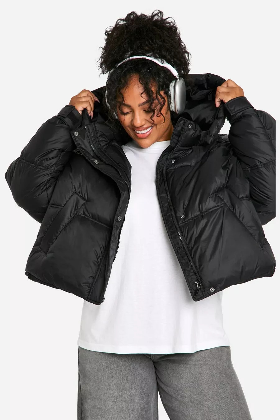 Plus Hooded Puffer Jacket | boohoo (US & Canada)