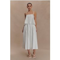 Mae A-Line Midi Skirt - White I MESHKI I Size XL | MESHKI US