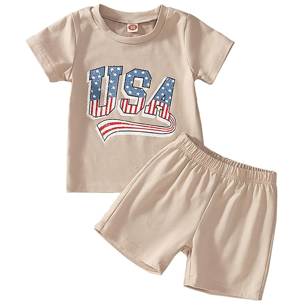 BOUTIKOME Toddler Baby 4th of July Outfit Boy Girl Oversized Romper USA Shirts Shorts Set America... | Amazon (US)