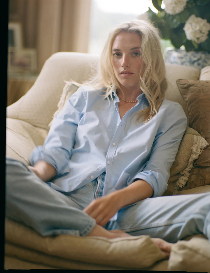 The Boyfriend: Fine Poplin, Sky Blue | With Nothing Underneath