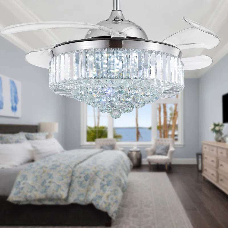 42'' Lalla 4 - Blade LED Ceiling Fan with Remote Control and Light Kit Included | Wayfair Professional