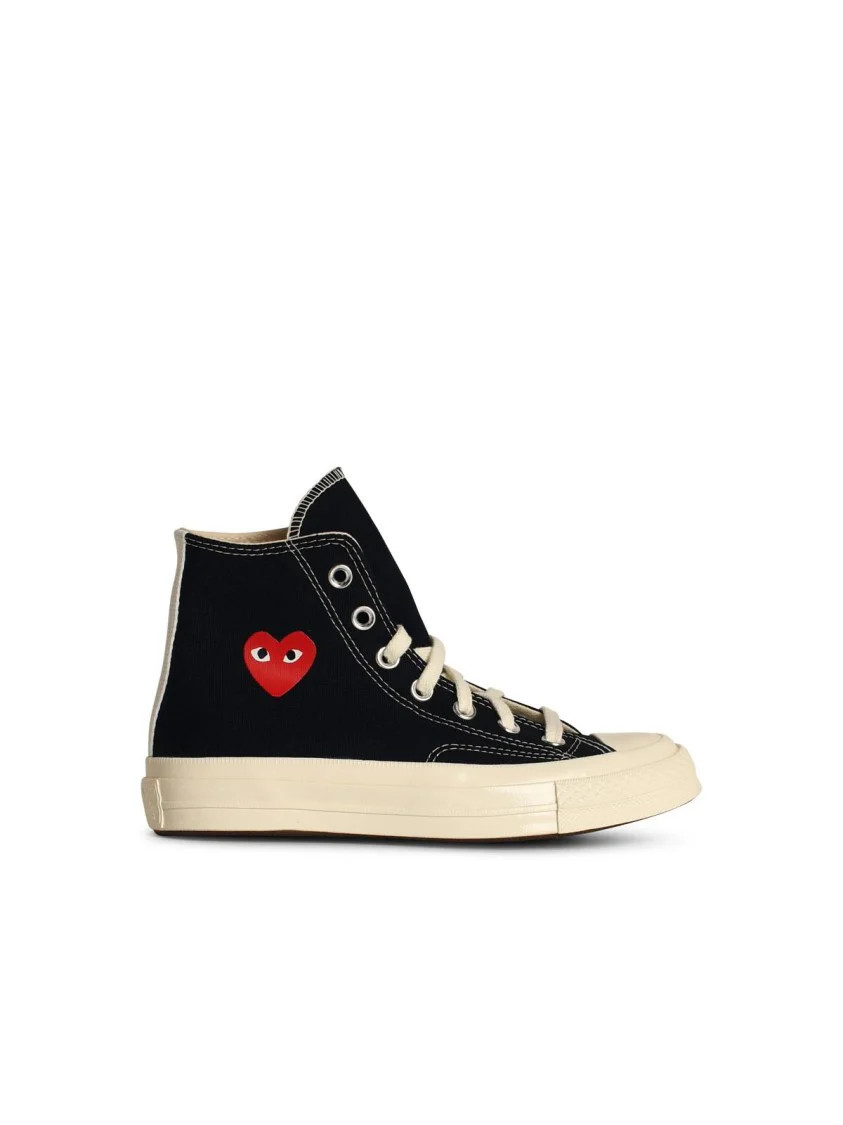 Red Heart' Black Tela Sneakers | Shop Simon