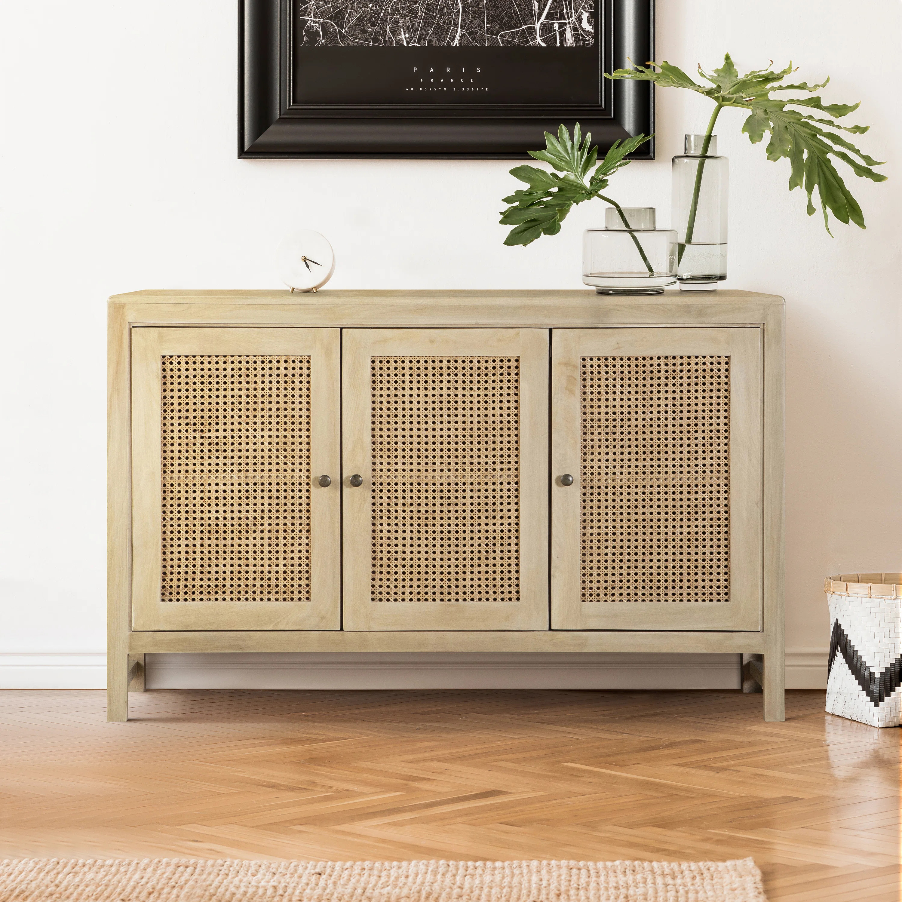 Tropez Natural Rectangular 3-Door Accent Cabinet | Wayfair North America