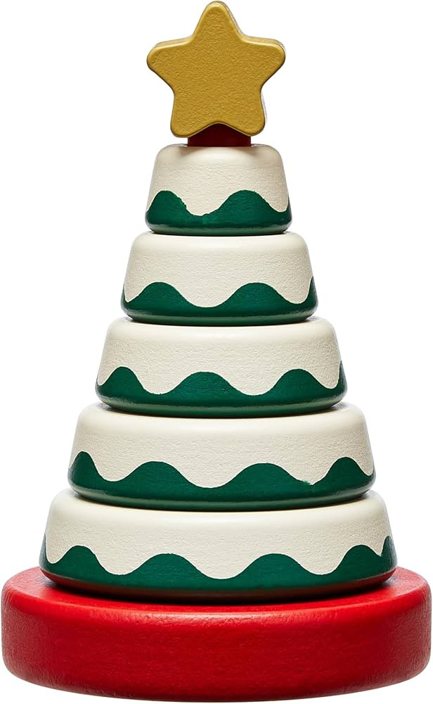 Pearhead Wooden Christmas Tree Stacking Toy, Holiday Nursery Décor & Stacking Rings for Baby, Pe... | Amazon (US)