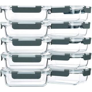 10-Pack 22 Oz Glass Meal Prep Containers w/ Lids Borosilicate Glass Food Storage Microwave Oven Freezer Dishwasher Safe | The Home Depot