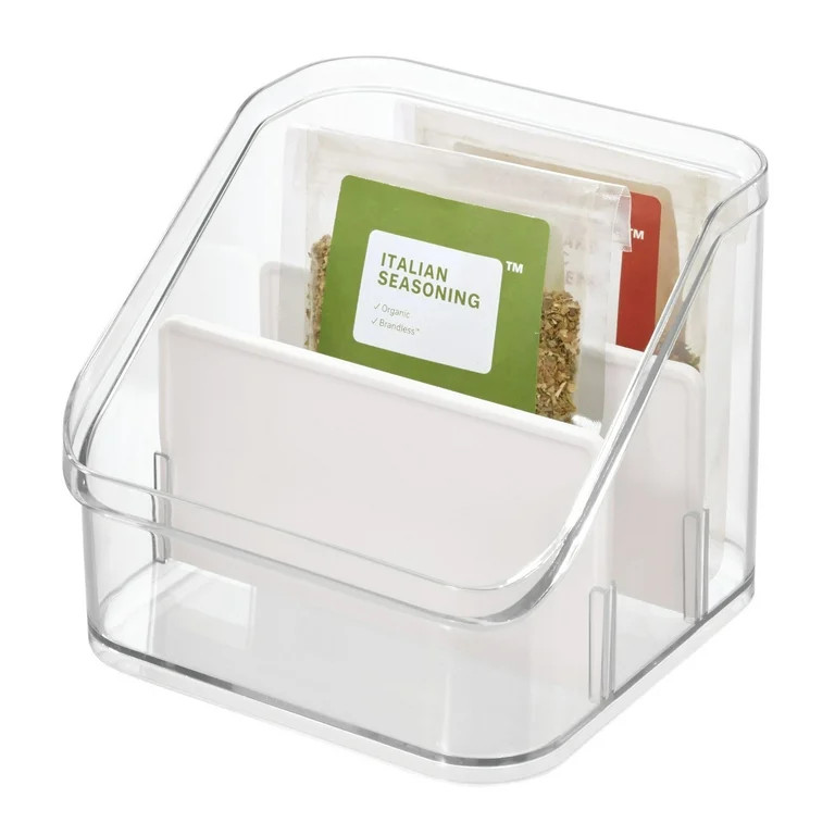 iDesign Crisp Customizable Divided Organizer, 6.31" x 6.31" x 5.25", Clear/Matte White | Walmart (US)