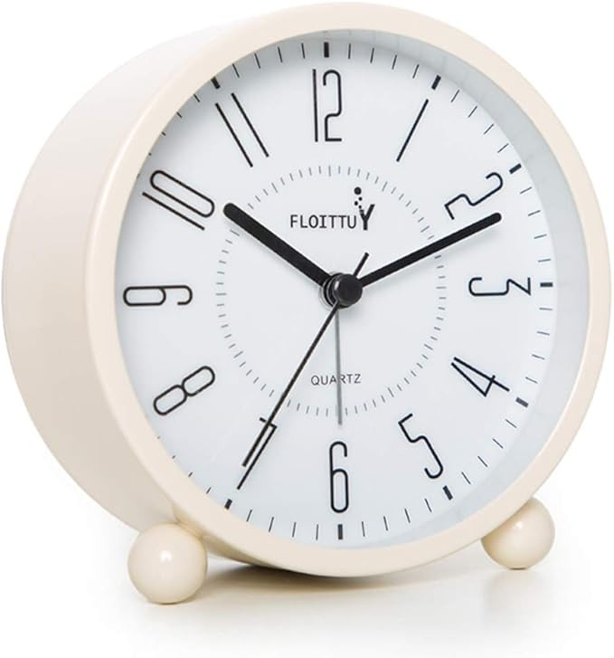Super Silent Metal Alarm Clock,Beep Wake Round Alarm Clock with Night Light,Battery Operated,Easy... | Amazon (US)