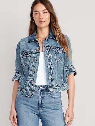 Distressed Classic Jean Jacket for Women | Old Navy (US)