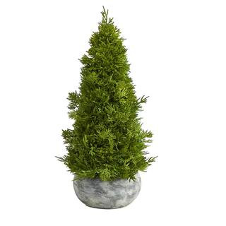 Nearly Natural 18 in. Cypress Cone Artificial Tree in Decorative Planter-T1513 - The Home Depot | The Home Depot