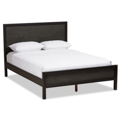 Baxton Studio Parris Queen Wood and Metal Platform Bed in Grey/Black | Bed Bath & Beyond