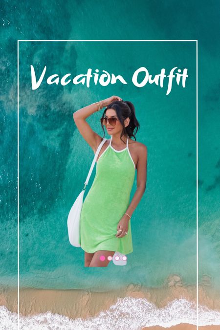 Summer outfit
Beach vacation 
Summer vacation 
Terry cloth dress 
Halter dress 

#LTKSeasonal #LTKSaleAlert #LTKFindsUnder50