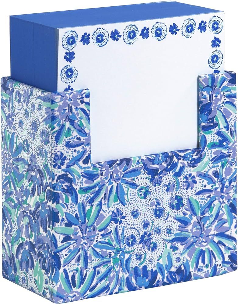 Lilly Pulitzer Blue Block with 300 Sheets of Loose Note Paper, Desk Organizer Doubles as Pencil C... | Amazon (US)