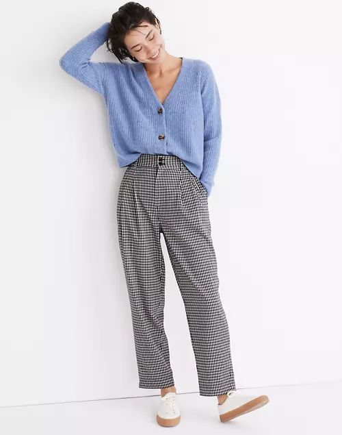 Pleated Taper Wide-Leg Pants in Houndstooth | Madewell