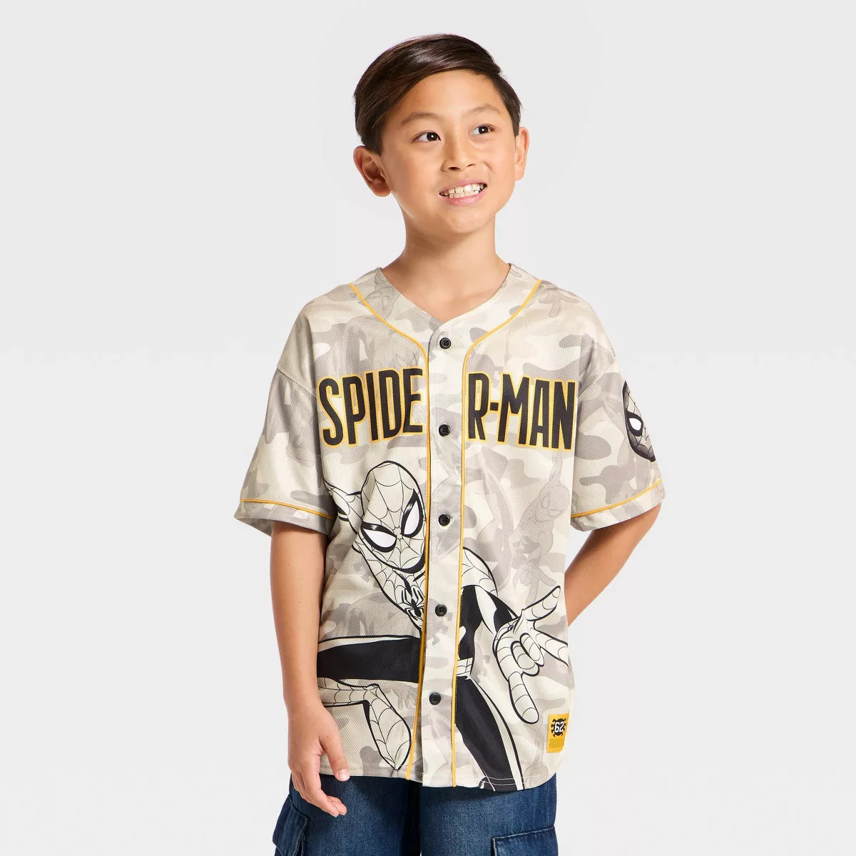 Boys' Marvel Spider-Man Baseball Jersey - Gray XS | Target