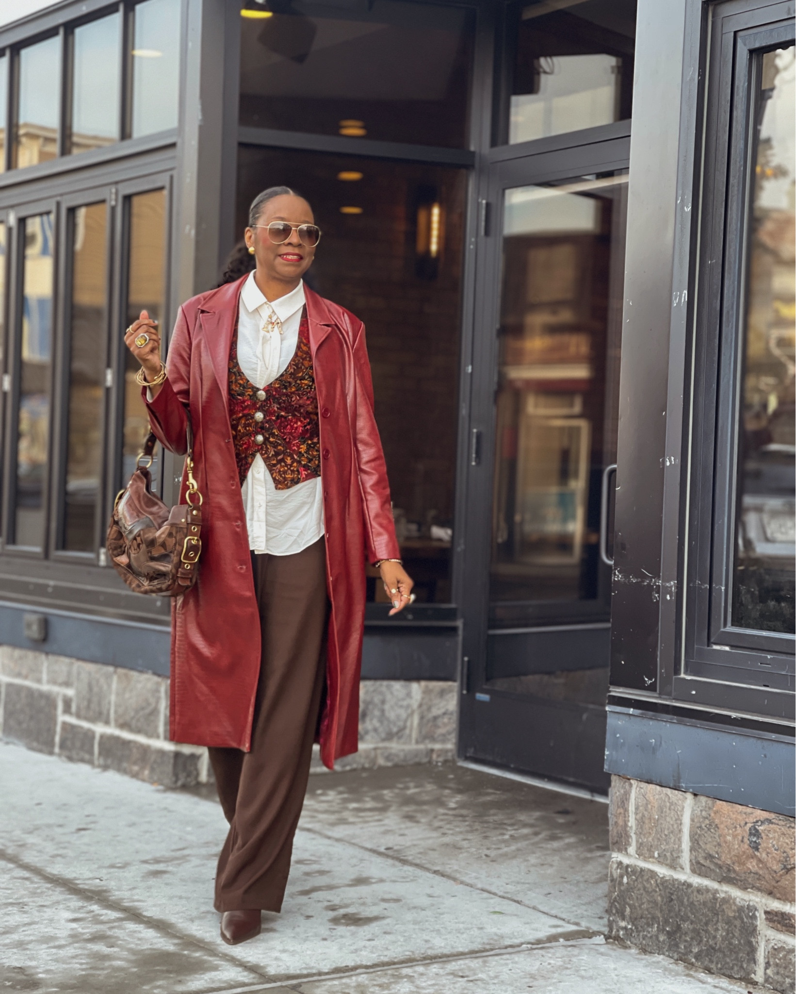 Red Faux Leather Trench Coat 

#LTKStyleTip