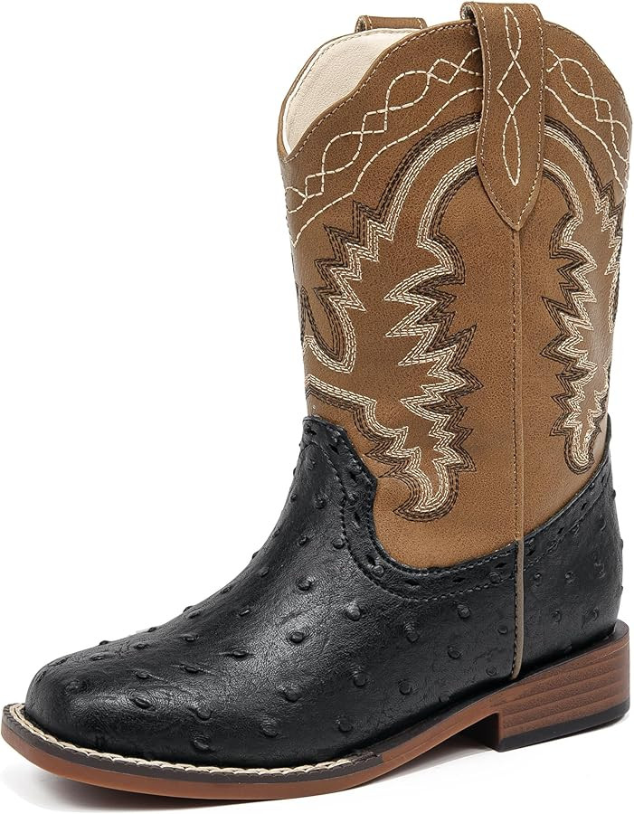 Kids Cowboy Boots for Boys Girls Western Riding Shoes Square Toe Wide Calf Hunting Walking Advent... | Amazon (US)
