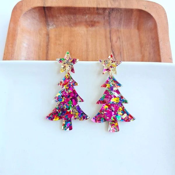 Christmas Trees - Pink Sparkle | Casual Chic Boutique